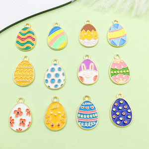 <b>Easter</b> Egg Pendant Alloy DIY Jewelry Accessory Mixed Patterns For Bracelet Necklace Making Fresh <b>Sweet</b> Style - Product Image 1