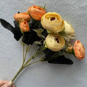 Décoration d'intérieur, bouquet de petites roses en soie <span class=keywords><strong>pas</strong></span> <span class=keywords><strong>cher</strong></span>, arrangements floraux, vente flash, 8 têtes de roses - Product Image 6