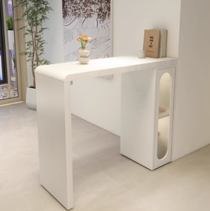 Comptoir de bar en bois massif, armoire de salle à manger, comptoir de séparation, table haute intégrée, table et chaise de loisirs - Product Image 5