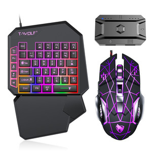 Kit de jeu filaire USB TF950/T19/TF900 avec mini-clavier rétroéclairé, <span class=keywords><strong>souris</strong></span> et adaptateur ergonomique pour téléphones et tablettes - Product Image 2