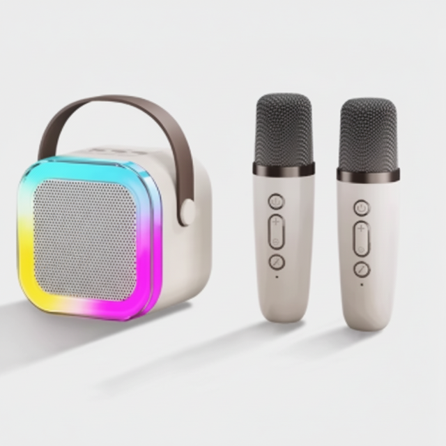 K12 Mini Wireless for 5.3 Speaker Karaoke Dual Microphone RGB LED Light DTS Portable Outdoor Party Speaker 15-20 Hours