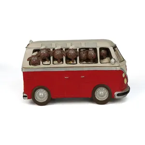 Caja de almacenamiento de resina personalizada con lindo animal compacto para autobús rojo, artesanía de resina, almacenamiento de entrada, decoración de llaves, adorno de cordero encantador