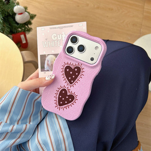 Coque de téléphone portable Ripples Pink Love pour iPhone 17 16 15 Pro Max, motif vague, PC TPU, jolie sublimation IMD, protection antichoc, coque arrière en lin - Product Image 6