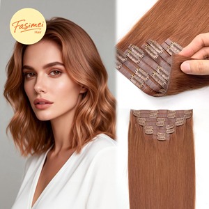 Extensiones <span class=keywords><strong>de</strong></span> Cabello Naturales Invisibles, 100% Cabello Humano Virgen, Se Pueden Usar por Más <span class=keywords><strong>de</strong></span> 1 Año, Color y Longitud Personalizables, Clip sin Costuras - Product Image 1