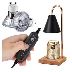 Chauffe-bougies de luxe avec 2 ampoules Lampe chauffante à bougies Aurora Brûleurs à cire fondue avec support en bois - Product Image 2