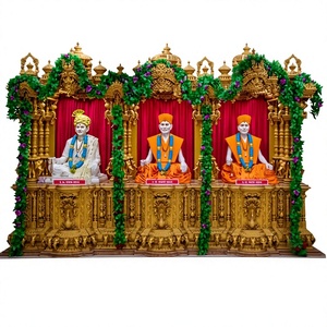 Modern Traditional Marble Look Teak Wood Temple Large Size Laser Cut Om Design Pooja Unit Premium Quality Teak Wood <b>Mandir</b> - Product Image 6
