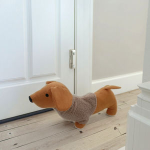 Mignon saucisse chien teckel forme Polyester Nature <span class=keywords><strong>sable</strong></span> rempli tissu Animal porte bouchon livre bouchon mur protecteurs - Product Image 2