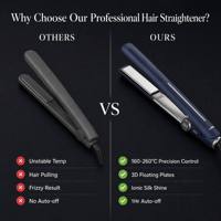 Lisseur à cheveux professionnel en titane 260 ℃   Lisseur numérique à chaleur élevée avec écran LCD et technologie ionique pour salon de coiffure