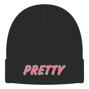 Pretty Black Beanie Hat Flock Print 100% Acrylic Unisex <b>Winter</b> <b>Cap</b> Casual Style Adult Size - Product Image 1