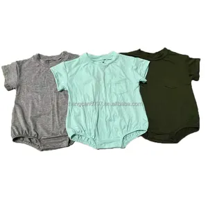 Wholesale Color Kids Romper Fashion Best Girls Bodysuit Baby 0-3 Months Short Sleeve Solid Bubble Jumpsuit