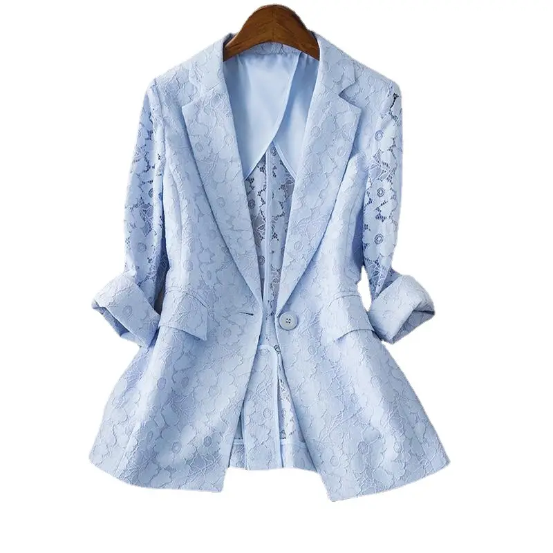 New spring summer suit women coat women's suit long sleeve lace flower blazer blouse suits