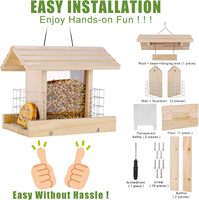 Mangeoires à oiseaux suspendues de grande capacité BH Outsides, mangeoires à oiseaux en bambou et en bois pour la décoration du jardin