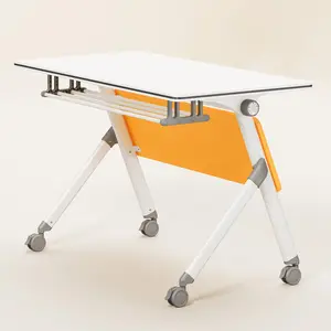 China Manufacturer Wooden Folding Office Desk Chair Meeting Room Conference Table Foldable School Modern Training Table Desks