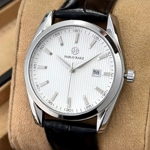 Wholesale Men's Business Waterproof <b>Watch</b> <b>Black</b> Leather Strap 10mm Ultra Thin Dial Dress Quartz <b>Watch</b> with Calendar Function - Product Image 2