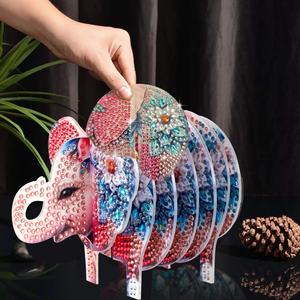 Nouveauté : Sous-verres ronds en <span class=keywords><strong>acrylique</strong></span> <span class=keywords><strong>abstrait</strong></span>, peinture de diamant DIY, cadeaux promotionnels personnalisables, motif de baleine - Product Image 2