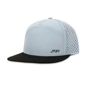 Casquette de luxe personnalisée 7 panneaux logo brodé Hip Hop résistant à l'eau perforé trou de découpe laser casquette Snapback - Product Image 3