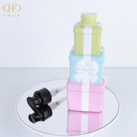 Flacon pompe carré en PVC rose écologique de 480 ml pour cosmétiques, rechargeable, pour lotion, gel douche, savon