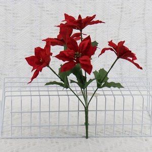 Ramo de flores artificiales de terciopelo con purpurina dorada, 5 unidades - Product Image 2