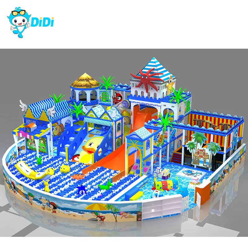 Didi Children Play Area Mini Piscina de Bolas com Tema Oceran Playground Interior Piscina de Bolas com Corrediça
