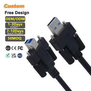 Câble USB 3.0 AM vers BM à montage sur panneau LUNG KAY 1M 2M # 4-40 avec vis de verrouillage, transfert de données 5 Gbps pour applications industrielles - Product Image 1