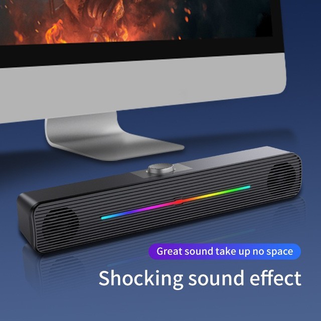 Wireless Gaming Desktop Laptop RGB Soundbar Speakers 5v Convenient Speakers Home Office Outdoor Speaker