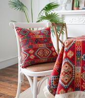 Nouveau tissu jacquard Sadu de luxe de style bohème aztèque du Moyen-Orient, tissé en fil teint marine pour sacs