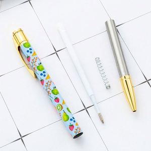 Stylos à bille métalliques promotionnels multicolores à motif floral, 1,0 mm, pour hôtels et conférences, avec impression par transfert à chaud – Vente en gros - Product Image 4