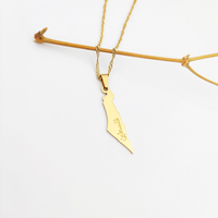 Collier Carte de Palestine en Acier Inoxydable Doré pour Femme
