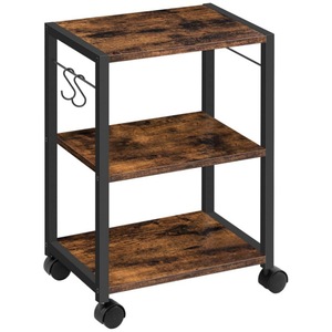 Printer stand, 3-tier under-<b>desk</b> trolley with storage <b>shelf</b>, heavy-duty printer table with wheels for office use. - Product Image 5