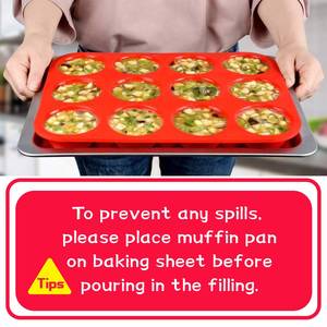 MUYULINS Factory Moule à brownies et cupcakes en silicone standard, rouge, 12 cavités, antiadhésif, sans BPA, qualité platine LFGB, pour la cuisson de gâteaux et muffins - Product Image 2