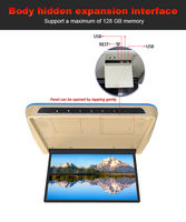 Moniteur de Plafond 15,6'' IPS Électrique Android pour Voiture avec Télécommande, Système de Divertissement TV pour Toit de Voiture, Wi-Fi et USB Intégrés