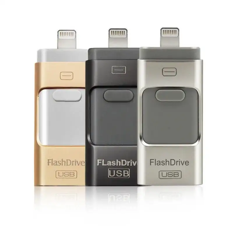Clé USB 3 en 1 3.0 OTG, 64 Go, 128 Go, clé USB, clé USB avec logo personnalisé, clé USB pour iPhone