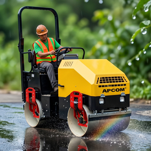 Rouleau compresseur vibrant pour routes et chaussées, à commande hydraulique, avec moteur essence ou diesel, 1, 3, 5 tonnes, 5,5 CV, 20 CV, à tambour simple ou double - Product Image 1