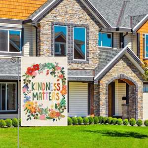 Bandera de Jardín con Diseño Floral Personalizado, de Poliéster/Lino, para Montar en Poste, Decoración para Exteriores - Product Image 1