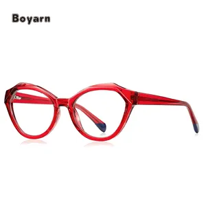 Boyarn diseño barco Tr gafas Tr90 marco polígono cristal corte gafas marcos gafas para mujer al por mayor