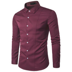 Camicia Slim Fit a Maniche Lunghe in Stile Coreano in Tinta Unita CVC per <span class=keywords><strong>Uomo</strong></span>, Vendita all'Ingrosso - Product Image 1