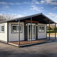 Casa Contenedor de Acero Expandible Moderna de 20 pies con Techo en Espiga, Diseño Prefabricado con Cocina, Dormitorio y Baño
