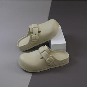 Sabots Birkenstock pour hommes, bout fermé, kaki, marron, noir, blanc, fermeture à bande, épaisseur moyenne, sandales antidérapantes pour l'extérieur - Product Image 2