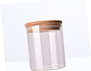 4-24 Oz High Borosilicate Glass Blowing Square Food Storage <b>Jars</b> with Acacia Wood Lid Eco-Friendly & Food Safe Wide Mouth Design - Product Image 2