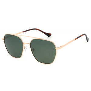 Gafas de Sol de Piloto, Montura Rectangular Completa Dorada, Lentes Verdes, Protección UV400, Unisex, para Adultos, Uso en Exteriores - Product Image 1