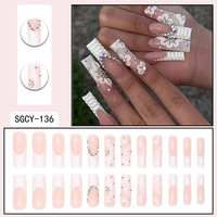 Juego de Uñas Postizas de Alta Calidad al por Mayor, Forma de Ataúd, Material ABS, con Diseño de Arte de Uñas DIY para Dedos