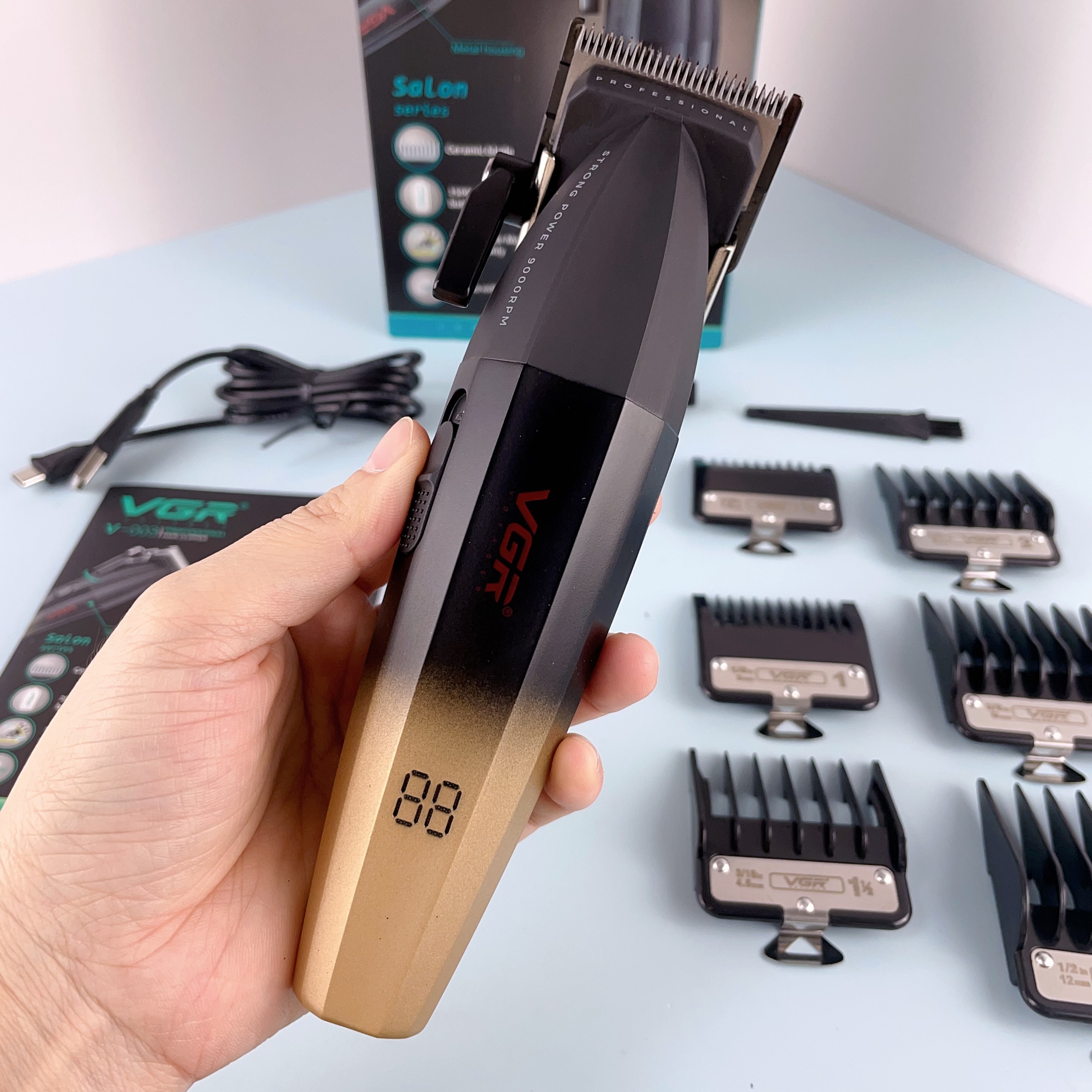 Vgr V-003 9000rpmメタルサロン理髪店クリッパー男性用充電式
