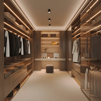 Organisateur de rangement de vêtements de luxe autoportant, armoire de chambre à coucher au design moderne, dressing avec portes coulissantes, meuble de salon