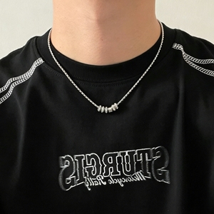 Collar con Colgante de Cilindro de Acero de Titanio y Circonita Cúbica para Hombre y Mujer, Cadena de Caja, Joyería Hip Hop - Product Image 4