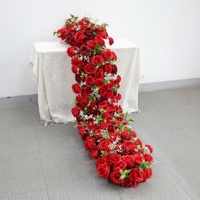 Fleurs en soie en gros pour arrangements floraux de mariage, chemin de table en fleurs artificielles rouges pour centres de table de fête et décoration de table de Noël