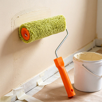 Rouleau brosse à poils longs en coton de 9 pouces pour revêtement imperméable des murs extérieurs, coulis de ciment et peinture murale