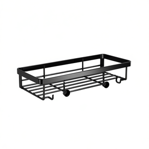 Étagère de douche murale robuste, 24 pouces de large, à un seul niveau, en métal, avec crochets pour salle de bain - Product Image 1