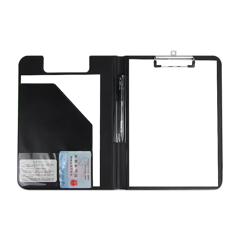 stationery PU leather PVC plastic A4 foldable nurse storage notebook clip board clipboard with pen holder pockets