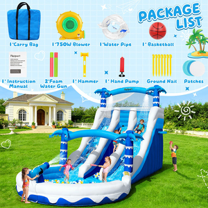 Scivolo d'Acqua Gonfiabile Commerciale FBsport, <span class=keywords><strong>Parco</strong></span> Acquatico Mobile Gonfiabile con Piscina e Scivolo per Adulti - Product Image 6