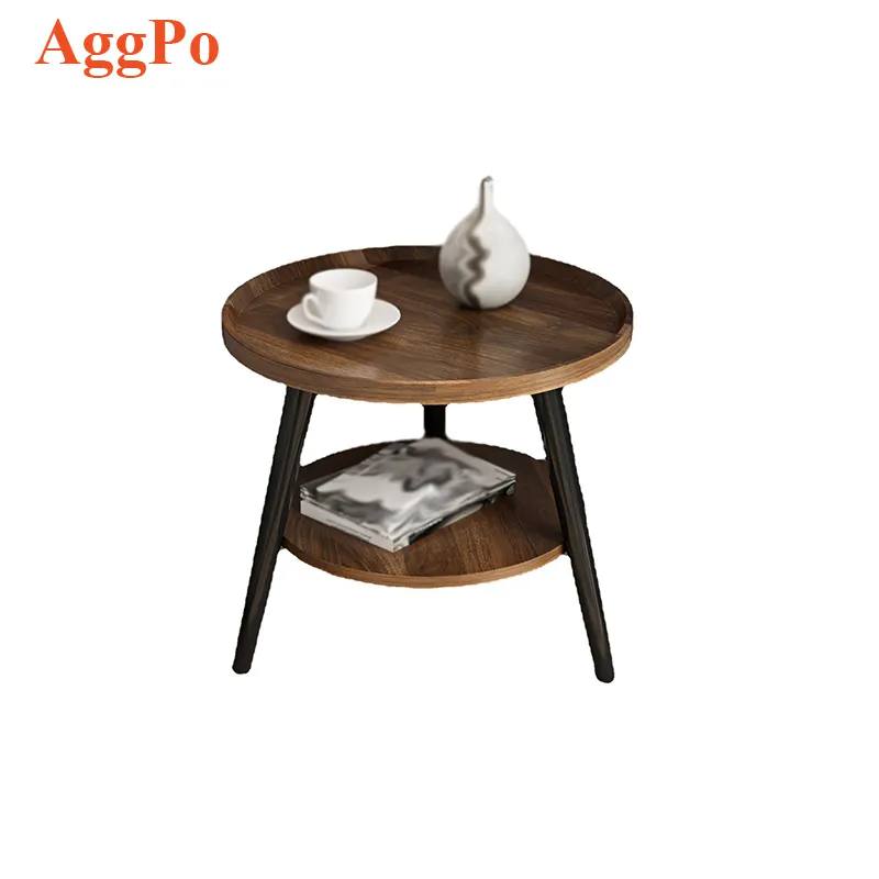 Mesa de café de luxo leve de 2 camadas moderno simples pequeno apartamento sala quarto multiúso mesa de café redonda criativa